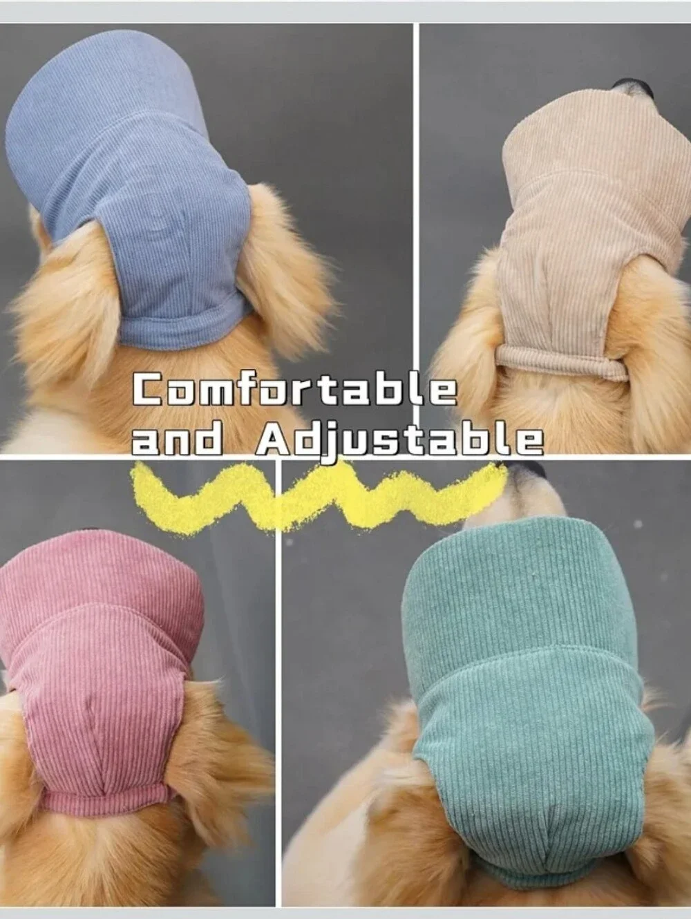 🐶 NWOT Gray Cordoroy Dog Baseball Cap Sun Hat Sunbonnet Visor w/Ear Holes Lg 🐶